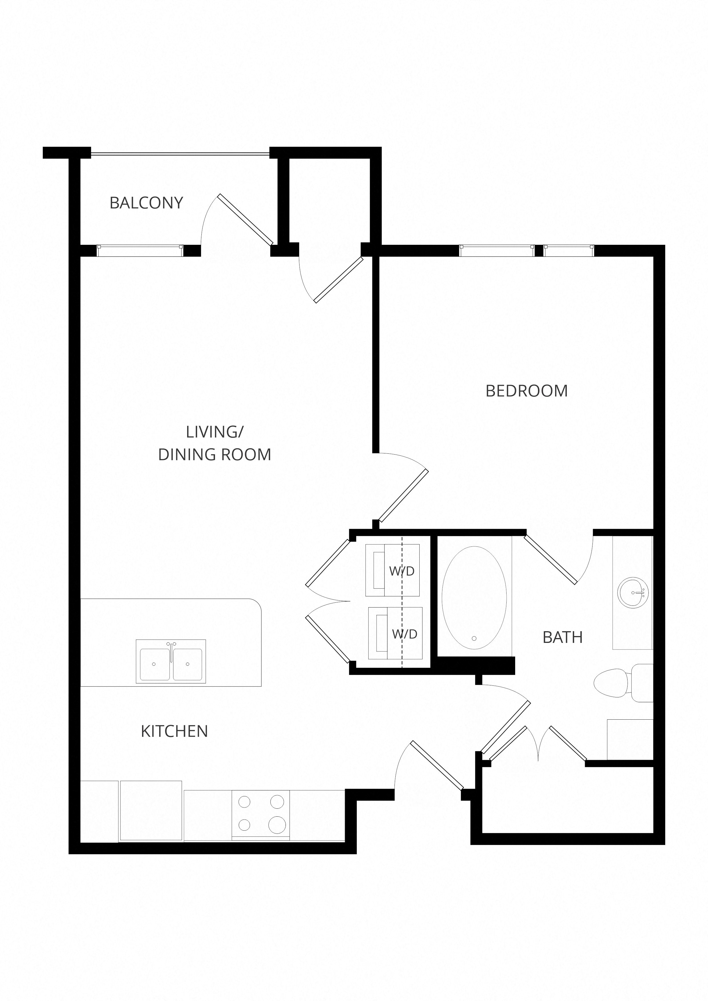 A2_OneBedroom floor plan